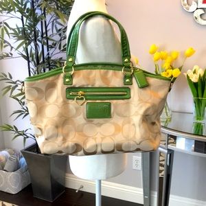 Coach monogram tote bag with shoulder strap